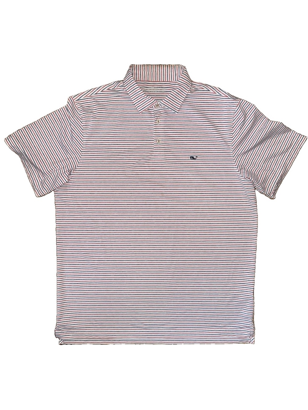 Vineyard Vines On The Go Sankaty Polo Shirt Blue Red Striped Men Large Bradley - Picture 2 of 7